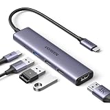 UGREEN Revodok 105 Hub USB C 5 en 1 Adaptador de USB-C a HDMI | 4K Alta Definición, PD 100W Carga Rápida, 5Gbps, Compatible con MacBook iPad Pro Air iPhone 18 Pro Max 17 Serie Galaxy S26