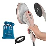 Plancha Vertical Vapor EFFEKTIV, 1800W, 3 en 1 Vapor Vertical Premium, Plancha Ropa con Suela Cerámica, Cepillo de Vapor, Depósito 250ml, Vapor Continuo 750mg/sec, Pantalla led, Autoapagado, Cable 3m