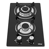 IsEasy Placa de Gas 2 Fuegos | Placa Gas Butano Negro | 4300 W | 31 cm