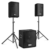 Vonyx VX0812BT Sistema de Sonido Activo 800W con Bluetooth | Soportes y mando incluidos, control de graves y agudos, montaje Plug & Play, entrada para micrófono