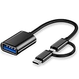 iJiZuo 2 en 1 Adaptador USB C/Micro a USB, Cable OTG Compatible con Teléfono Android, Mac, Samsung Galaxy, Huawei - Negro