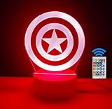 famvacor Lampara LED decorativa superheroe Capitan America Mando a distancia 16 colores (Capitan America)