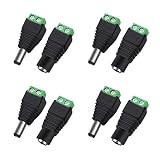 Ownkim Juego de 4 Pares (8 Unidades) de Conectores de alimentación DC 2.1 mm x 5.5 mm Enchufe Hembra y Macho, para Sistemas de 12V, cámaras CCTV, Tiras de luz LED