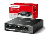 Mercusys MS105GP-Switch PoE 5G, 5 Puertos, Plug and Play, Carcasa metálica | 5 Puertos Gigabit. Potencia PoE 30W. Diseño sin Ventilador, Silencioso. Carcasa Metálica.