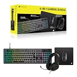 Corsair Paquete de Videojuegos 4 en 1 (2026) K55 Core RGB Teclado – Negro