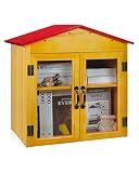 Library Box Outdoor - Armario de madera pequeño con techo rojo para compartir libros, comunidad y división escolar, resistente a la intemperie para literatura, revistas