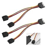 2 Piezas Cable SATA, Divisor SATA de Alimentación SATA 20 cm, Adaptador en Y 1 Macho a 2 Hembras, Splitter para HDD SSD, Fuente Alimentación PC Fácil Instalar, Compatible Discos Duros Unidades Ópticas