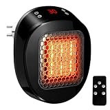 SGZIOO Calefactor de Enchufe 600w, Calefactor Bajo Consumo Cerámico PTC, calefactor Enchufable con Mando a Distancia, Temporizador de 12 Horas, Pantalla LED, para Espacios Pequeños