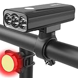 BIKIL luz Bicicleta 6400mAh luz Delantera Bicicleta Recargable USB C Luces Bicicleta Delantera y Trasera LED Impermeable Linterna Potente 2400 Lúmenes para Ciclismo Carretera y Montaña para la Noche