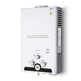 CO-Z 20 L Calentador de Agua Butano Calentador de Agua LPG Instantáneo, Certificado CE, Calentador de Agua de Gas Licuado de Petróleo sin Tanque