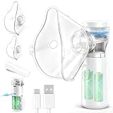 Nebulizador portátil silencioso recargable,atomización y absorción eficientes, adecuados para adultos y niños,accesorios con 2 máscaras y 1 boquilla,uso familiar y viajes (Blanco Luna)