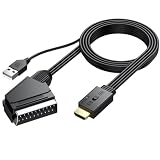 AUTOUTLET Conversor Euroconector a HDMI SCART a HDMI 1080P 720P 16:9/4:3 | PAL/NTSC, AV a HDMI Cable Scart to HDMI 150cm para HDTV,DVD BLU-Ray,VCR,Proyector