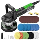 Ginour Pulidora Coche, Pulidora Orbital 1050W, Máquina de Pulir 6400 RPM | 6 Velocidades Variables, Máquina Pulidora con Mango D Desmontable/Mango Lateral, para Pulir y Encerar Automóviles