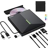ORIGBELIE Grabadora CD DVD Externa con 4 Puertos USB y 2 Ranuras TF/SD | USB 3.0 Portátil Lector CD Externo para Portátil, PC, Desktop, MacBook, Windows 11/10/8/7/Vista, Linux, Mac OS