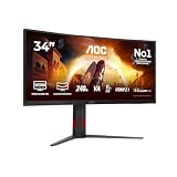 AOC CU34G4Z Gaming Monitor 34 Pulgadas 240Hz Panel Fast VA, 1ms GtG, HDR400, Altura Ajustable, (3440x1440 HDMI 2X 2.1 DP 1x 1.4 USB Hub) Negro