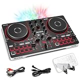 Numark Party Mix III Controlador DJ Bluetooth con Luces Integradas | Beat Assist, Smart Fader, 16 Pads, Mezclador DJ de 2 Decks, Control Stems, USB-C, Serato DJ Lite y Algoriddim Djay Incluidos