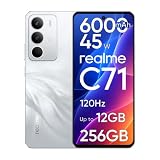 realme C71 Smartphone hasta 12GB RAM + 256GB ROM, 6.67' 120Hz Pantalla, Teléfono Móvil con Batería de 6000mAh y Carga Rápida de 45W, AI 50MP Cámara, Dual SIM, Huellas Lateral, NFC y Next Ai, Blanco