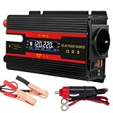 Inversor, convertidor de voltaje, DC 12 V/24 V a AC 230 V, onda sinusoidal modificada, 2000 W con enchufe europeo, 2 USB y pantalla LCD, convertidor de corriente, adaptador para coche, automóvil