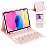CC Store Teclado para iPad 10 Generación 2022/11 Generación A16 2025 (10.9/11 Pulgada), QWERTY Español Ñ, Bluetooth Magnéticamente ​con Soporte para lápiz​ Funda Teclado para iPad 10/11 Gen, Rosa