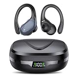 Auriculares Inalambricos, Auriculares Bluetooth 5.3 Deportivos con Gancho de la Oreja, 60H de Reproducción, Pantalla LED, Llamada ENC HD, Profundamente Bajo, Ajuste Cómodo, IPX7 Impermeable(Negro).