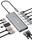 NOVOO Docking Station USB C 12 en 1, Triple Pantalla, HDMI 4K60, PD 100W