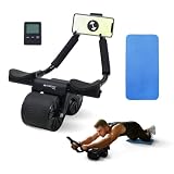 Mobiclinic®, Rueda abdominal con rebote automático, Soporte para codos, Temporizador digital, Esterilla antideslizante, Doble, Móviles, Ra-02, Gimnasio en casa, Fitness