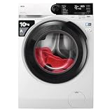 AEG Lavadora, LFR6214O4B, 10 kg, 1400 rpm | Diplay LED Medio con sistemas ProSense, programa Higiene con Vapor, puerta negra y panel blanco, motor Inverter