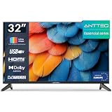Antteq Essential Series TV 32 Pulgadas (81cm) HD, Triple Tuner (DVB-T/DVB-T2/DVB-C/S2), H.264/AVC, H.265/HEVC，USB-Media Player, HDMI, Dolby Audio, Modelo de Hotel