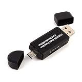 REY Adaptador OTG USB y Micro USB Multifunción con Lector de Tarjetas de Memoria SD y Micro SD