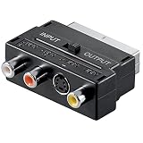 CABLEPELADO Adaptador SCART AV Conmutable | Convertidor Euro Conector | S-Video 3 RCA | Euroconector | 2 x RCA Audio, 1 x Video, 1 x S-Video