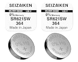 2 unidades de pilas de botón originales SEIZAIKEN 364, SR621SW, 1,55 V, pilas para reloj de óxido de plata, 0% mercurio, 100% fabricadas en Japón