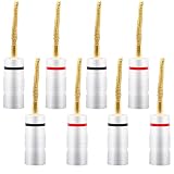 YARCHONN Flex Pin Banana Conector Trenzado Dorado Conectores de Altavoz Chapado en Oro 2 mm Softweaving Banana Pin Conectores Conectores Sin Soldadura Terminales para Amplificadores Altavoces Cable