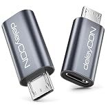 deleyCON Adaptador USB C a Micro USB (2 Unidades) - Puerto USB-C a Conector Micro USB - Datos y Carga - para Galaxy S7, Mando PS4, Cámara, Auriculares, Tablet, etc.