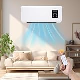 Climatizador portátil sin conducto sin ventana – Aire acondicionado 3 en 1 de pared con ventilador sin aspas y mando a distancia – Sistema Split fácil de instalar