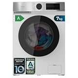 Cecotec Lavadora Carga Frontal 7Kg Bolero DressCode 7450 Inverter. 1850W, 1200 rpm, Clase A-10%, Bajo Consumo, 16 programas, Panel Inox, Allergy Care, Pearl Drum, Función Silence, KidLock, Blanco