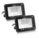 EXTRASTAR Focos Luces LED Exterior 20W, Impermeable IP65, Luz Cálida 3000K, 1600lm, para Puertas, Terraza, Jardín, Patio, Parque, Garaje, 2 pcs, Negro
