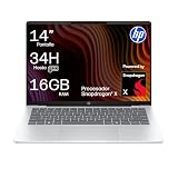 HP OmniBook 5 Ordenador Portátil 14” OLED, Snapdragon X, 16GB, 512SSD | 14-he0000nsx , AI PC, hasta 34h batería, Windows 11, QWERTY Español, Plata, Sin Cargador Incluido