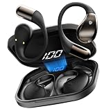 Auriculares Open-Ear, Bluetooth V6.0 Auriculares inalambricos Deportivos | 40H Hi-Fi Estéreo Cascos Inalambricos Bluetooth con ENC, Pantalla LED/IP7 Impermeable/Ganchos Ajustables para Sport, Negro