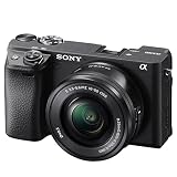Sony ILCE6400LB.CEC Alpha 6400, Cámara evil APS-C, objetivo zoom potente 16-50mm f/3.5-5.6, Enfoque automático rápido 0.02s, 24.2 Megapíxeles, vídeos en 4K, pantalla inclinable para Vlogging, Negro