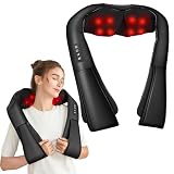 Brelley Masajeador Cervical y Espalda Shiatsu, Negro | Cuero PU, con Tres Niveles de Calefacción Ajustables, Aliviar el Dolor Muscular, Regalo para Mujeres y Hombres, Mamá y Papá