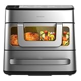 Cecotec Freidora de Aire 18 L Cecofry FoodCourt 18000 4Pizza Horno | Piedra para Pizza Incluida, Pantalla a Color, Sincronización para Resultados Perfectos, Temp, Máx, 230ºC, 9L Pared Divisoria