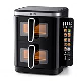JOCCA - Freidora de Aire Digital Dual 11L (5,5L + 5,5L) | Airfryer Vertical con 2 Compartimentos con Ventanas, 10 Funciones, Pantalla Táctil LED a Color, 60–200°C, Antiadherente y Fácil de Limpiar