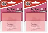 Fixo Notes | Notas Adhesivas Transparentes | 50 Notas de 75x75mm | De Plástico | Color Rosa Pastel | Reusables e Impermeables | Para Amantes de la Papeleria Aesthetic | Ideal como Material Escolar