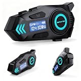 MidingChai K09 Intercomunicador Moto Bluetooth 5.4, Kit Manos Libres para Motocicleta 500 m Doble Comunicación, Auriculares con Pantalla Digital, IPX8 Impermeable, Sonido HI-FI, FM (1 Pieza)