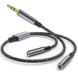 Cable Audio Divisor Splitter Jack Auriculares 3,5mm Macho a 2 Hembra,Cable Audio Adaptador Y Splitter da 3,5mm Audio Auriculares,Cable Jack Divisor de audio para Auriculares,Altavoces,Tablet,Móvil,MP3