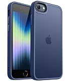 CANSHN Funda Mate para iPhone SE 3/2 (2022/2020), para iPhone 7, para iPhone 8, (4,7 Pulgadas) [Protección Militar] Carcasa Trasera Translúcida Esmerilada Antihuellas (Azul Oscuro)