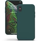YATWIN Funda para iPhone X, iPhone XS, Funda Protectora Cuerpo Completo, Silicona Premium, Forro Microfibra Suave Antiarañazos, Verde