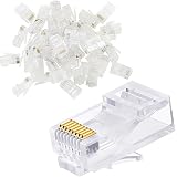 Greluma 40 Piezas Extremos de conector Ethernet RJ45 CAT6 CAT6A - Enchufes modulares de 3 clavijas chapados en oro para cable de par trenzado de 23 AWG y cables sólidos