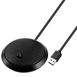 HOTUT Micrófono USB de Conferencia, Condensador Omnidireccional de 360°, USB Micrófono para Ordenador, micrófono de Sobremesa para PC, micrófono para Conferencias con Tecla de Silencio, Plug & Play