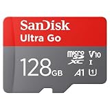 SanDisk 128GB Ultra Go Tarjeta Micro SDXC + Adaptador SD, para Smartphones y tabletas Android, hasta 150 MB/s, Video Full HDD, V10, El Rendimiento A1, UHS-I, Class 10, U1, para Amazon